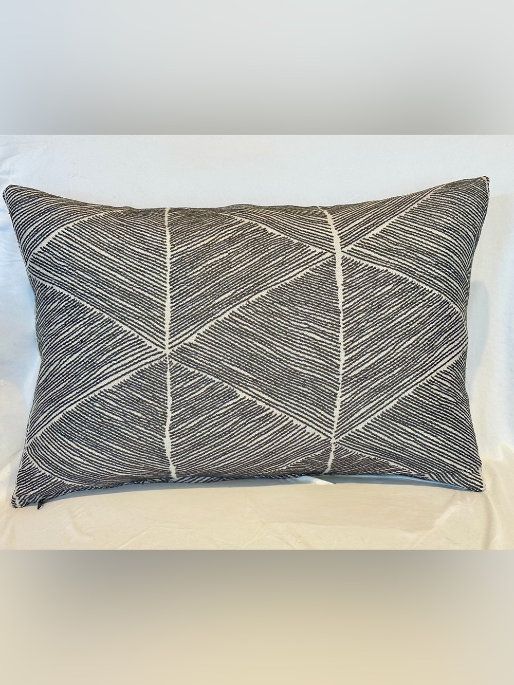 Designer Decorative Geometric Throw Pillow - Black and Cream 16” x 23”
